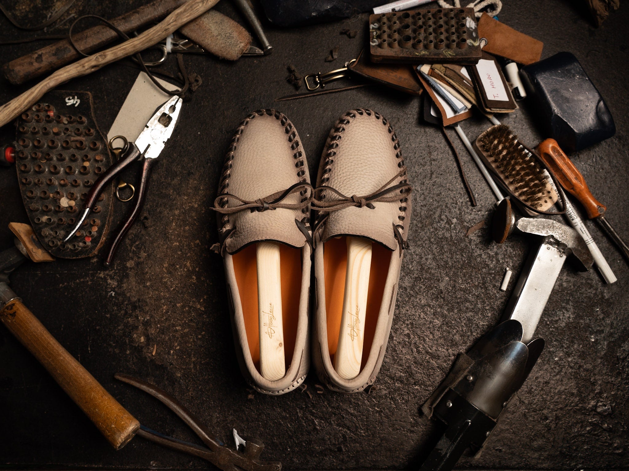 Mocassino Camoscio Pelle Beige