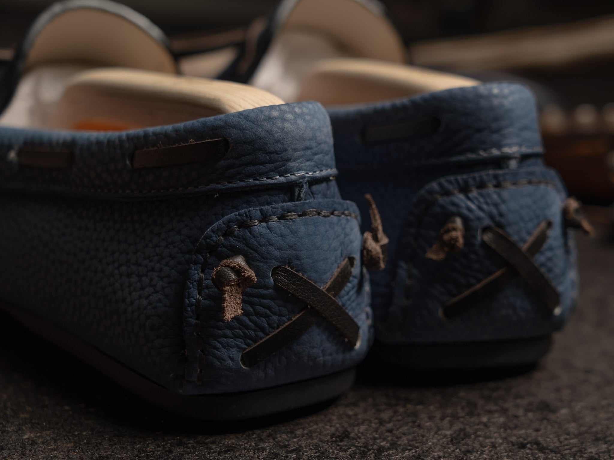 Mocassino Profilo Camoscio Blue