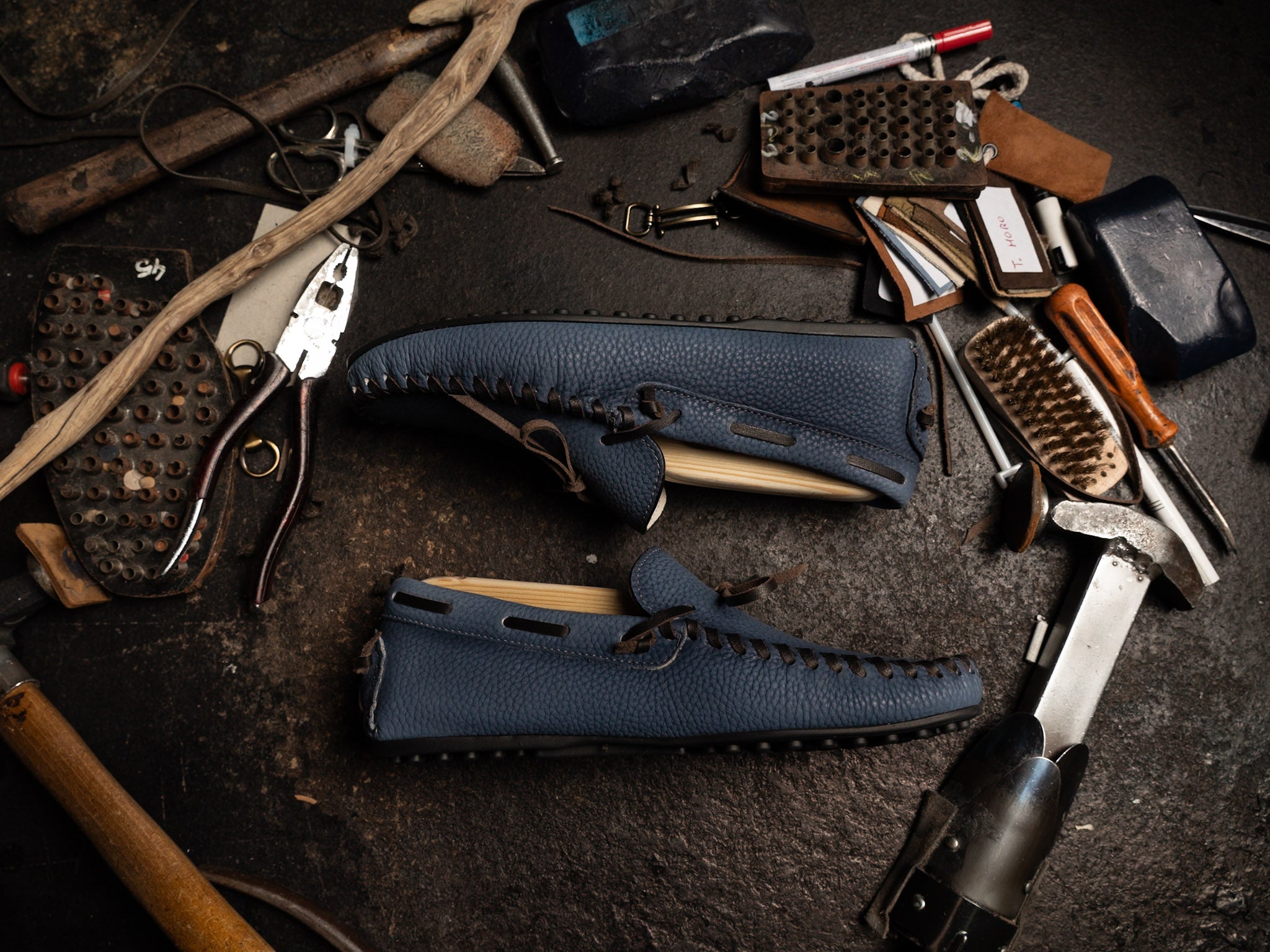 Mocassino Profilo Camoscio Blue