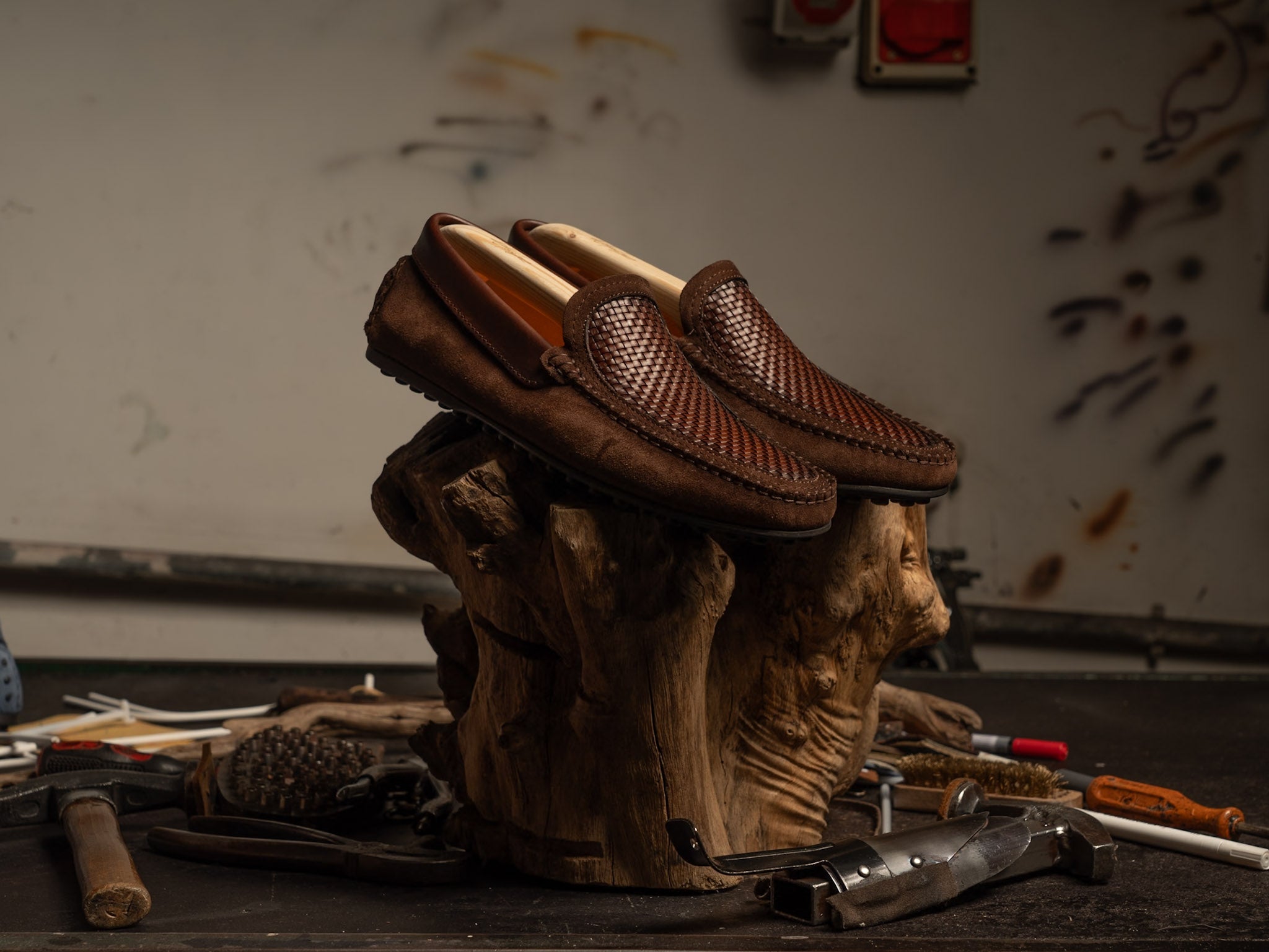 Mocassino Camoscio e Pelle Marrone