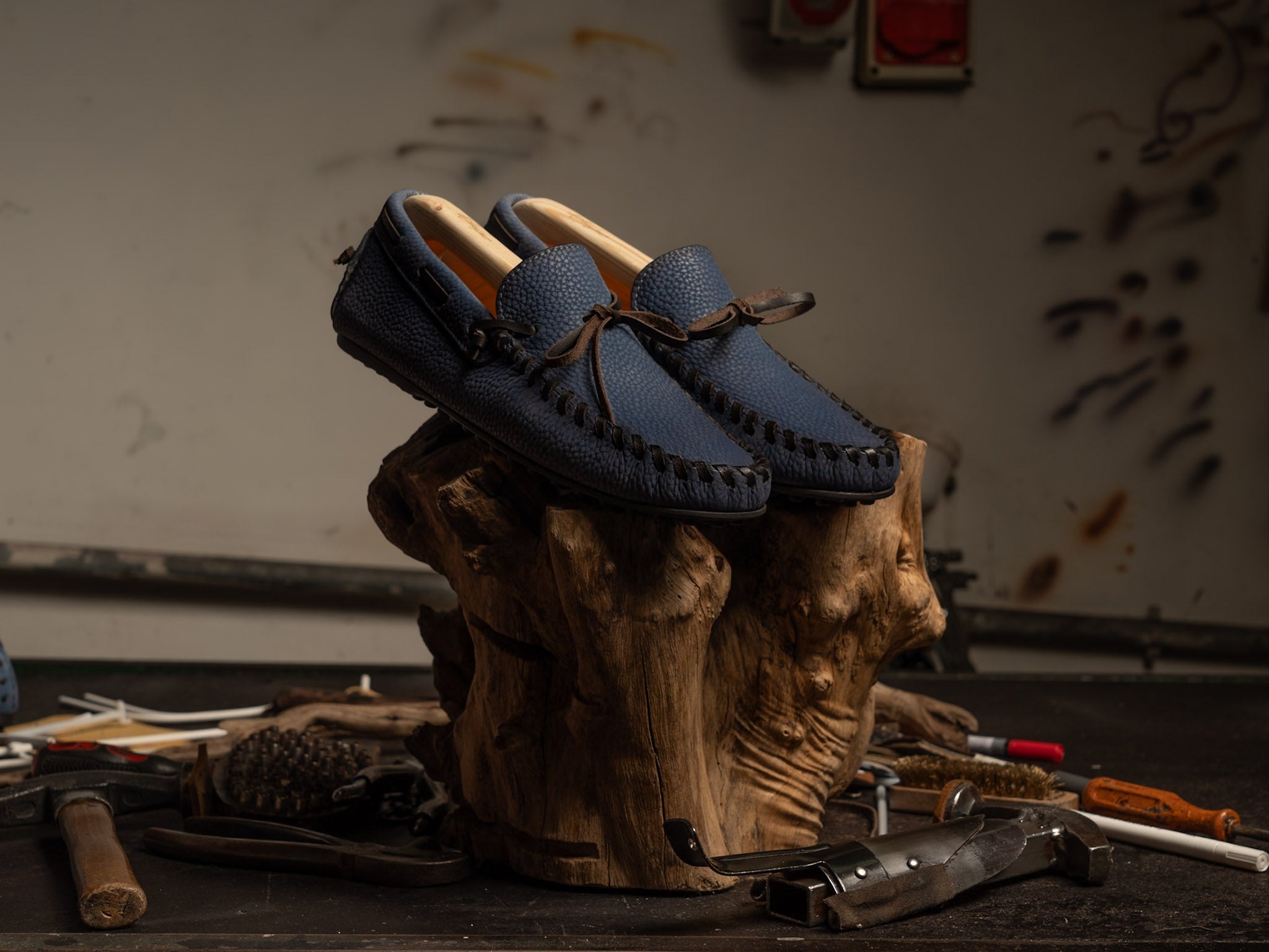 Mocassino Profilo Camoscio Blue