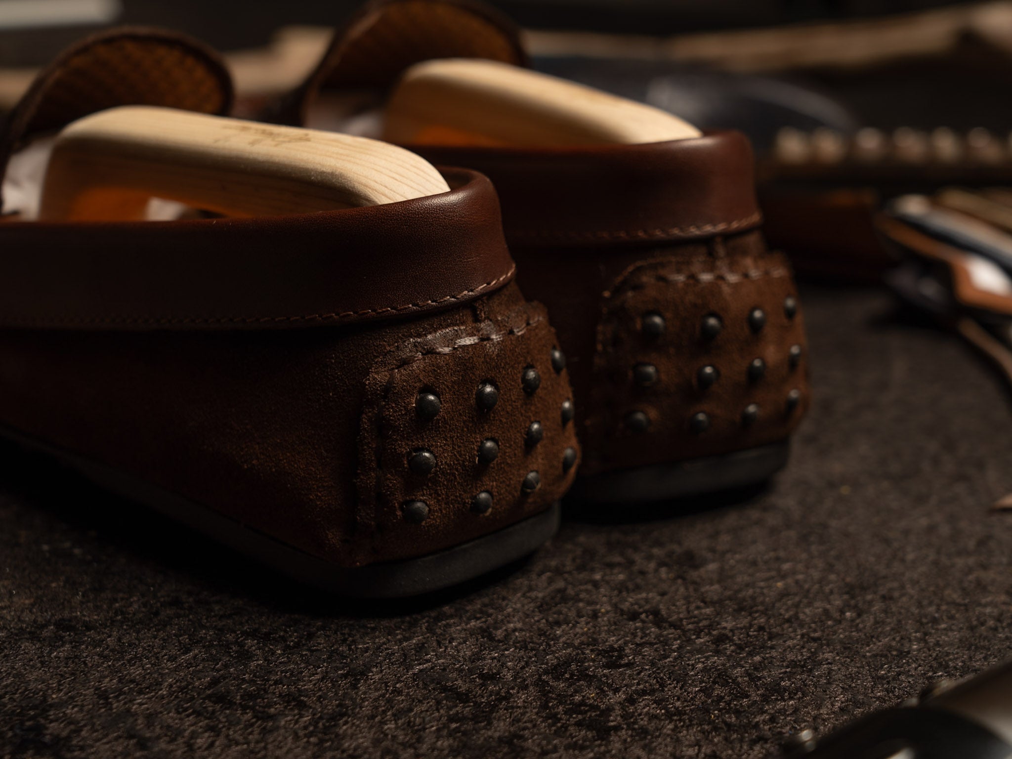 Mocassino Camoscio e Pelle Marrone