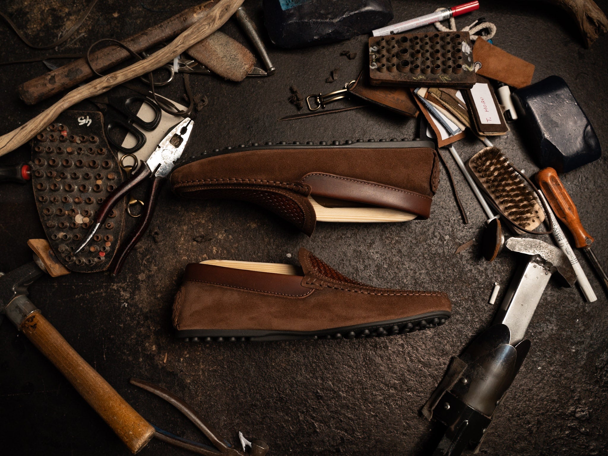 Mocassino Camoscio e Pelle Marrone