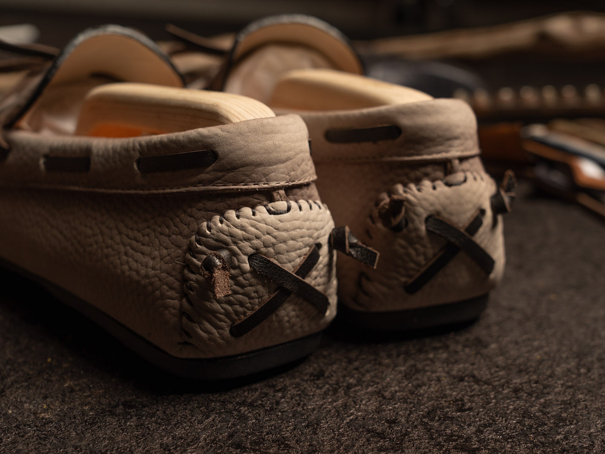 Mocassino Camoscio Pelle Beige