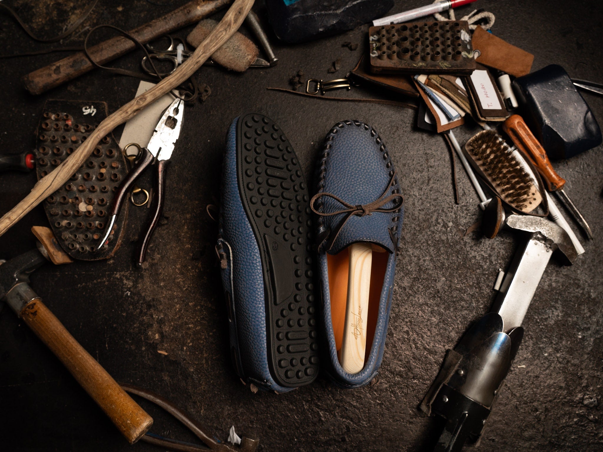 Mocassino Profilo Camoscio Blue